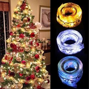 Christmas LED Ribbon Lights Decoration Christmas Tree Ornaments Bow String Light